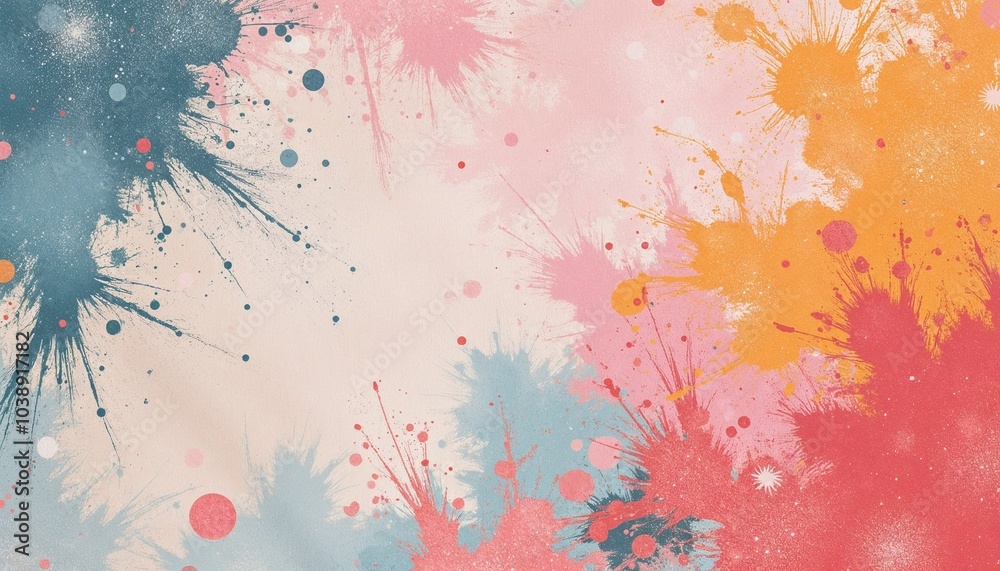 Obraz premium Colorful paint splatter abstract background with vibrant textures and copy space