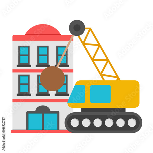 An icon design of wrecking building 

