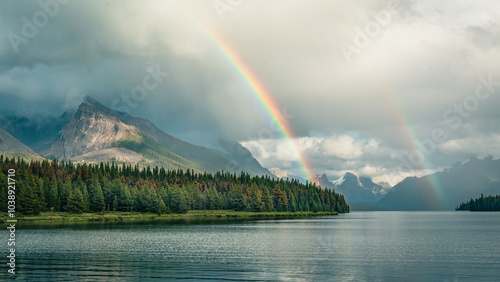 double rainbow over maligue lake 