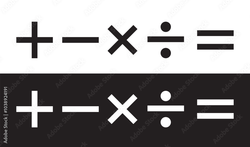 Addition subtraction division multiplication equality sign vector illustration design Addition subtraction division multiplication equality sign vector illustration design