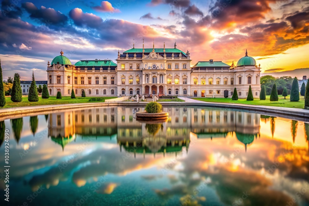 Naklejka premium Immerse yourself in the beauty of Upper Belvedere Palace in Vienna, a Baroque wonderland filled with opulent interiors and exquisite paintings.