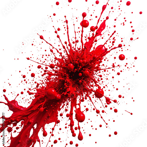 a red splatter or explosion on a transparent background