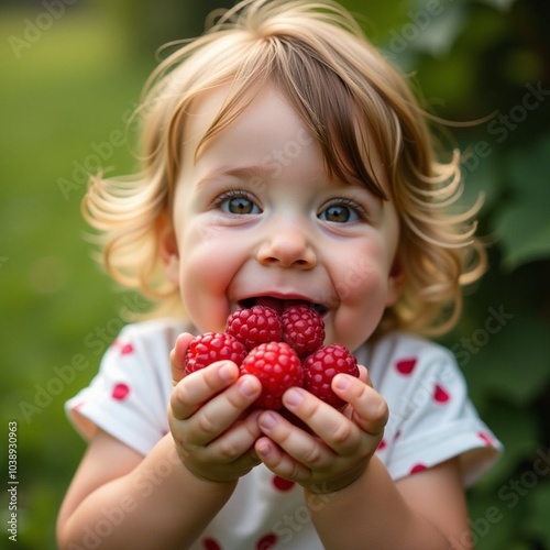 Amazing high resolution photos of amazing child enjoying raspberries