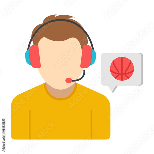 Editable design icon of football commentator 

