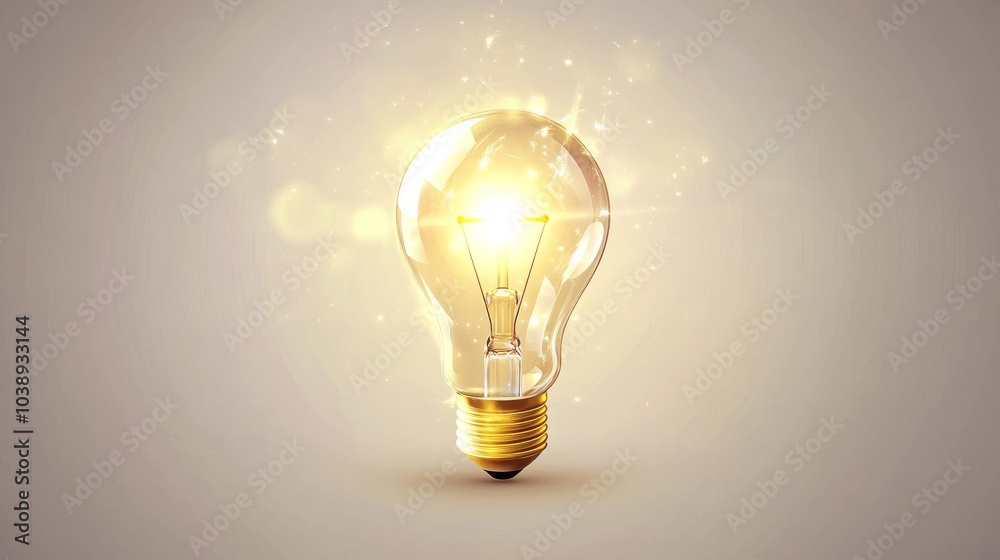 A glowing light bulb radiating warmth and creativity, symbolizing innovation and bright ideas in a minimalistic design. A glowing light bulb radiating warmth and creativity, symbolizing innovation and bright ideas in a minimalistic design.