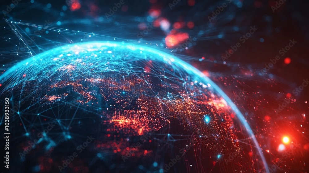 Obraz premium A Futuristic Representation of the Earth's Network Connections