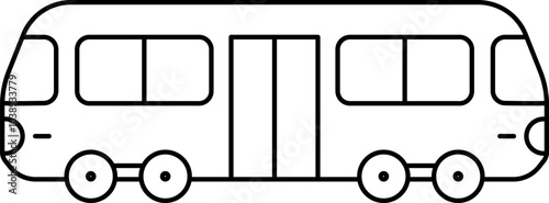 Simple icons on the theme of commuting to work or school, drawn in a minimalistic style.