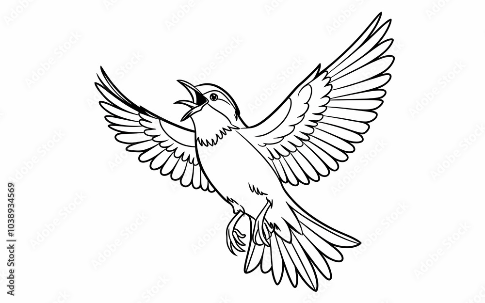 Fototapeta premium Birds coloring page illustration design and coloring book design black and white background illustration concept 