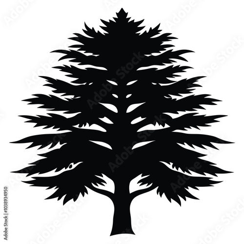 Elegant cedar tree silhouette vector art perfect for nature-themed designs, landscapes, and eco-friendly branding. Versatile for decor, posters, and digital projects.