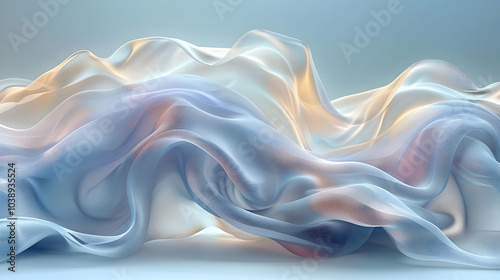 Wallpaper Mural Abstract 3D Wavy Background: Soft Blue and White with Textured Surface Torontodigital.ca