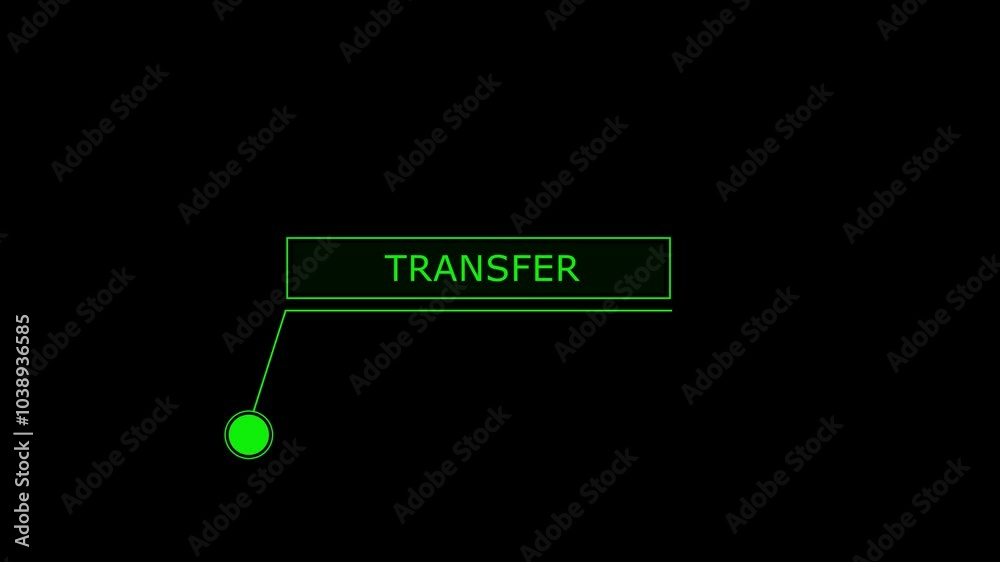 Animation of HUD elements with text Transfer. Animate a green callus for text. HUD elements with text technology,  HUD elements on black background.