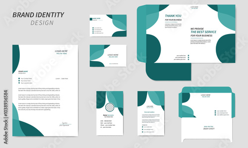 Modern stationary and brand identity design with green and white abstract best quality and attractive corporate & creative modern  stationary design template 