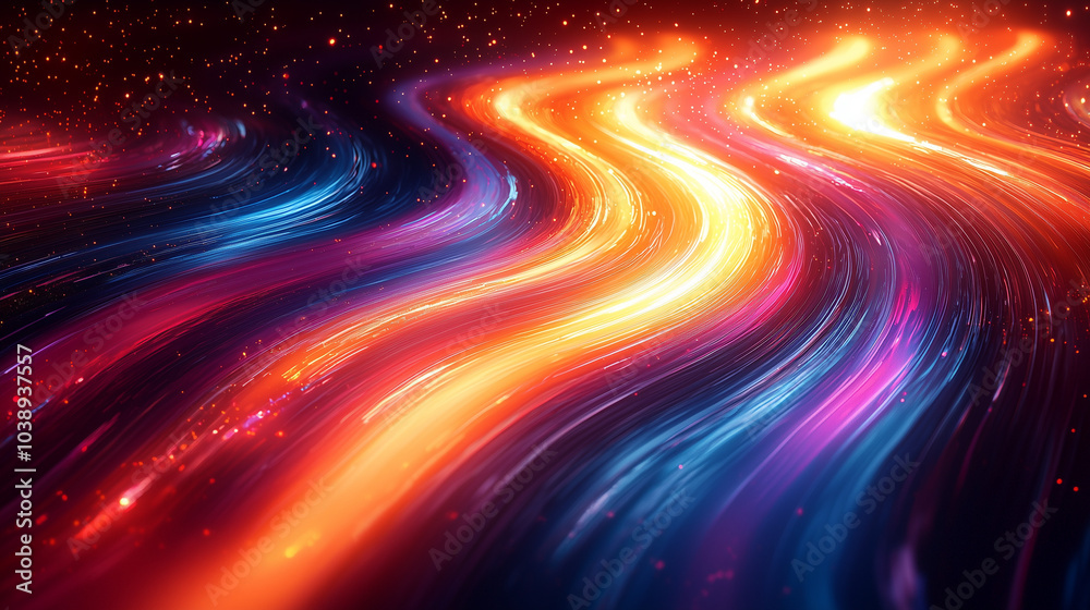 luminous neon surge, swirling with vivid colors in a cosmic dance of light