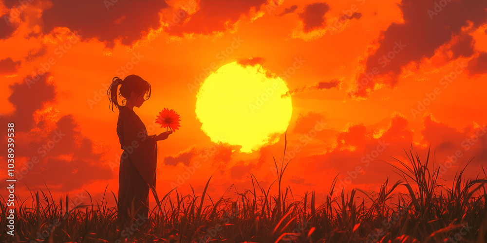 Neon Anime Style Background of an Orange Sunset, Lo-Fi Futuristic Sci-Fi Manga Art Neon Anime Style Background of an Orange Sunset, Lo-Fi Futuristic Sci-Fi Manga Art