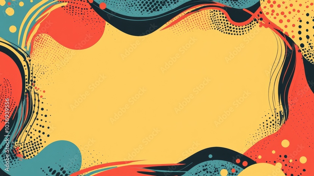 Abstract background with colorful retro design wavy shapes and halftone effect creating copy space Abstract background with colorful retro design wavy shapes and halftone effect creating copy space