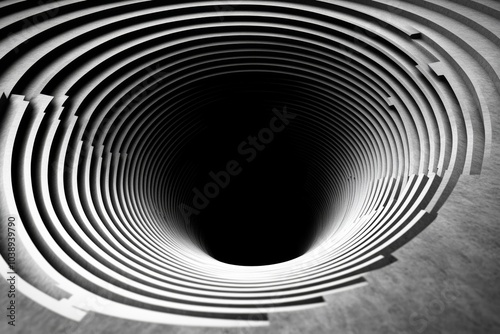 Wallpaper Mural Abstract black and white image of a tunnel made of repeating concentric rings. Torontodigital.ca