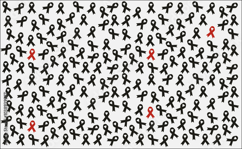 Red AIDS awareness ribbon. Logo illustration in modern style for December awareness campaigns. World AIDS Orphans Day. Long World AIDS Day Banner. World AIDS Day, symbol print concept.