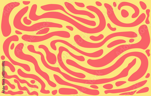 Seamless pattern with abstract strong organic shapes. Vector flat buttocks in minimalist boho style. Liquid distorted shapes in lava lamp style