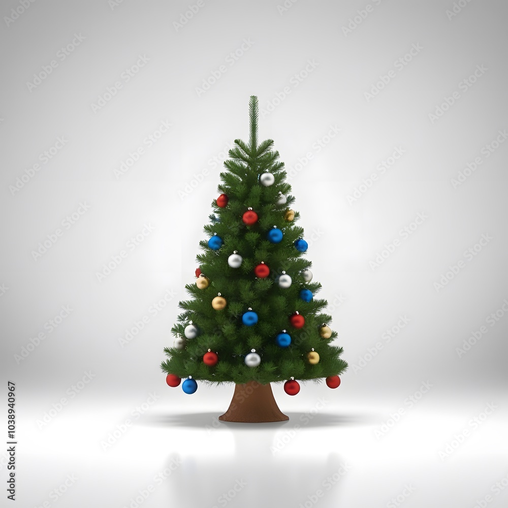 A decorated christmas tree on a white background A decorated christmas tree on a white background