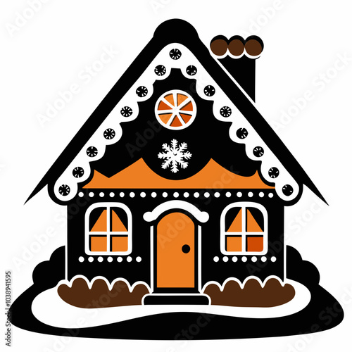 Cozy gingerbread house decorated with icing and candy ornaments