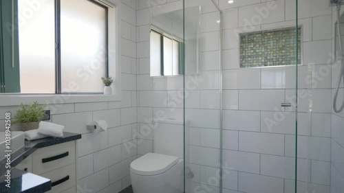 modern bathroom interior with shower