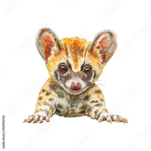 cute civet vector illustration in watercolor style