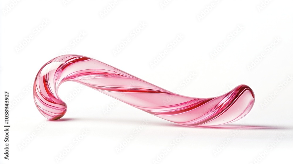   A pink swirl sits atop a white surface amidst a white background