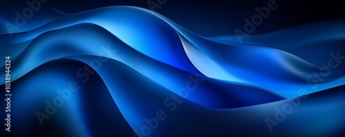 Elegant waves in deep blue hues create a soothing, abstract background ideal for digital art and creative projects.