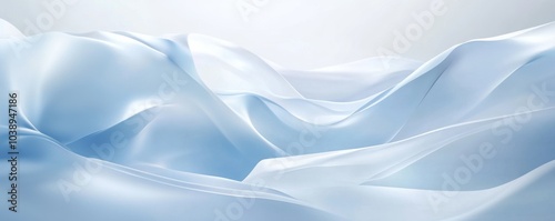 Smooth blue fabric waves create a serene and calming atmosphere, perfect for backgrounds or conceptual designs.