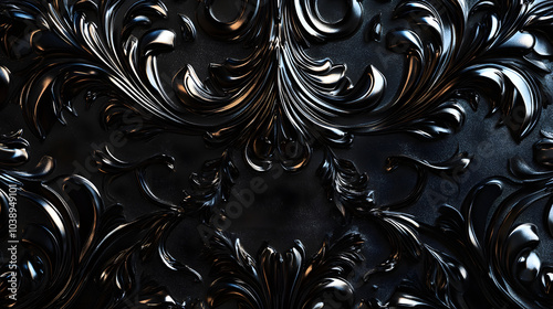 Elegant Black Luxurious Gothic Aesthetic Pattern for Sophisticated Home Decor and Art Projects photo