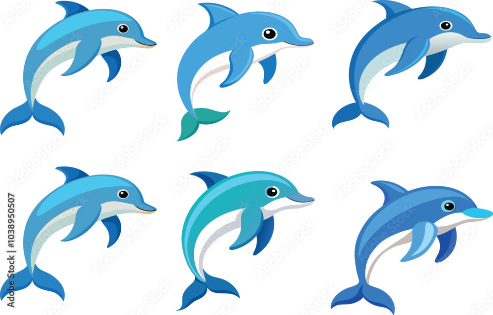 Naklejka premium dolphin collection isolated on white