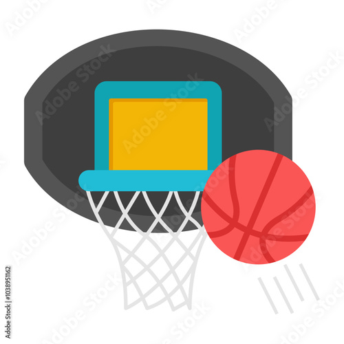 Basketball hoop icon in editable style

