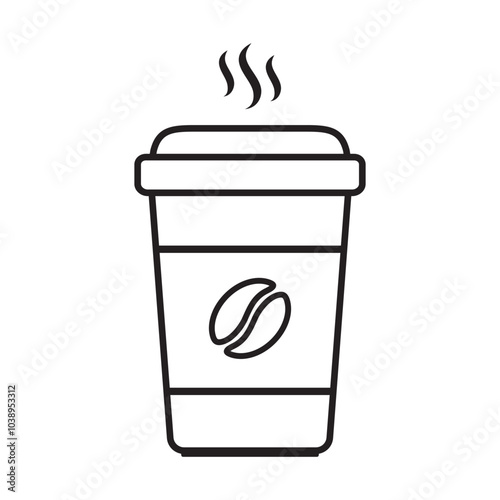 Paper coffee cup icon. Hot coffee cup icon.