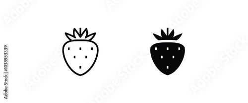 Garden strawberry fruit icon or strawberries icons vector, sign, symbol, logo, illustration, editable stroke, flat