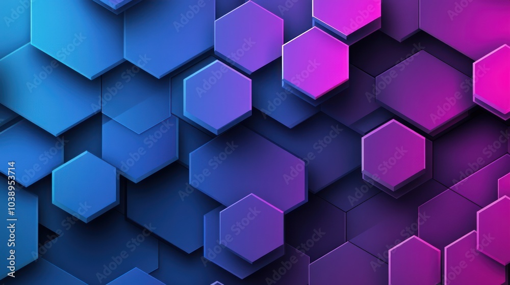 Abstract Geometric Pattern with Hexagon Shapes in Vibrant Blue and Pink Colors. Abstract Geometric Pattern with Hexagon Shapes in Vibrant Blue and Pink Colors.