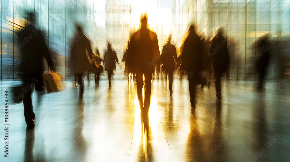 Abstract motion blur image of business people crowd walking at corporate office Abstract motion blur image of business people crowd walking at corporate office