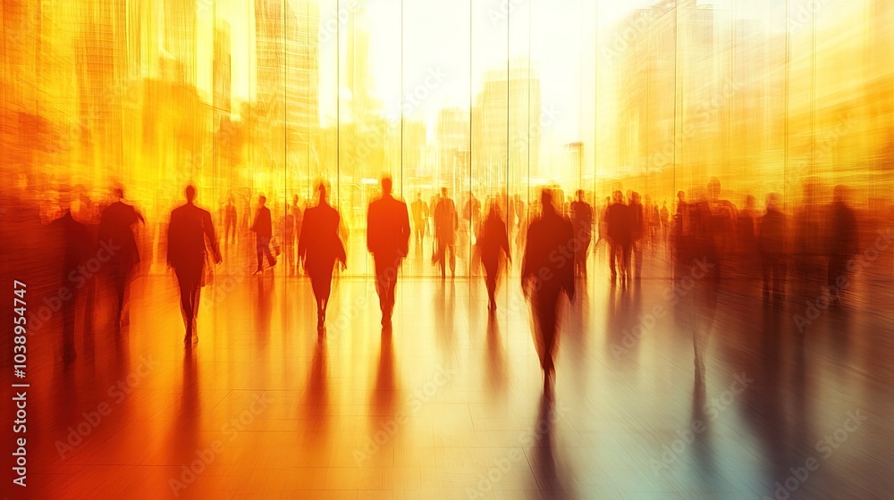 Abstract motion blur image of business people crowd walking at corporate office Abstract motion blur image of business people crowd walking at corporate office