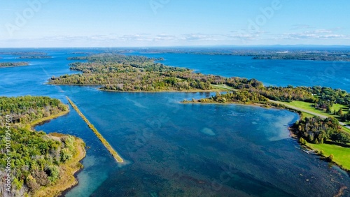 Bird eye view of St. Laurent River at Long Sault Parkway photo