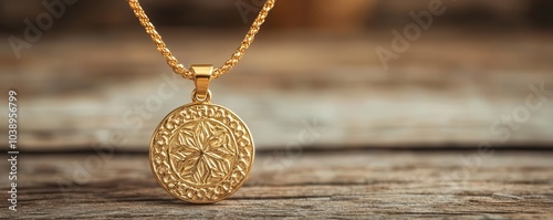 A photostock image of a gold pendant being sold at a jewelry auction