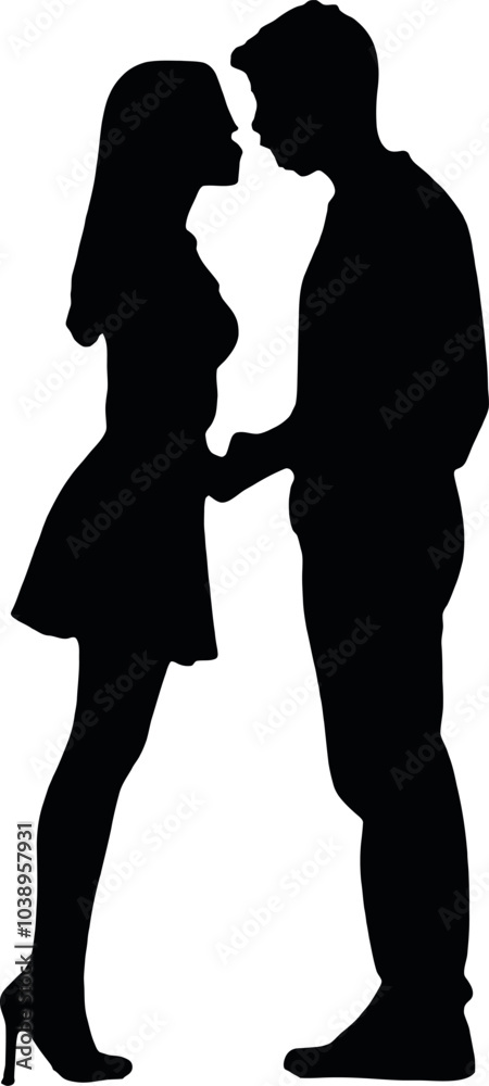 A silhouette of a couple embracing each other vector silhouette A silhouette of a couple embracing each other vector silhouette