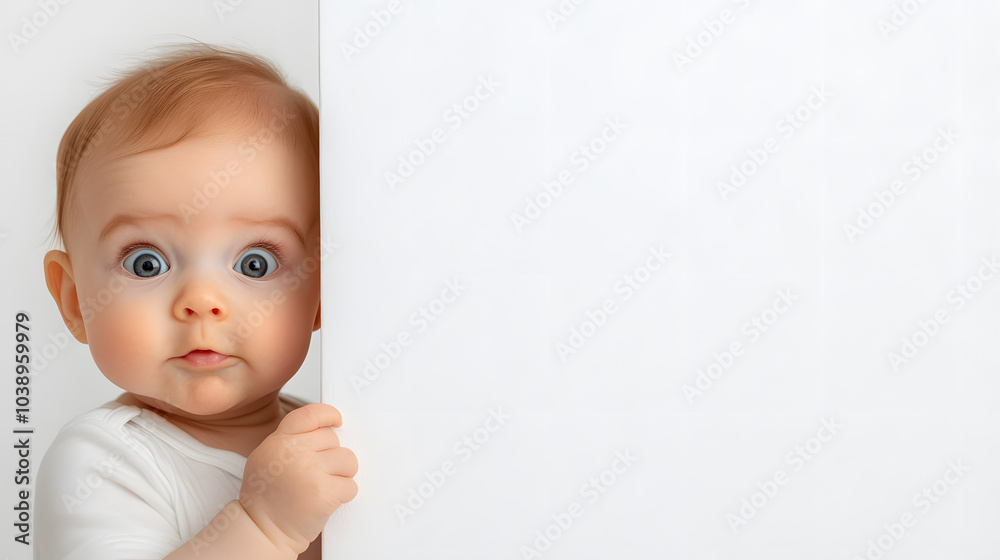 Surprised Baby Girl Cautiously Peeking Around a Corner: Capturing Innocence and Curiosity in Childhood Surprised Baby Girl Cautiously Peeking Around a Corner: Capturing Innocence and Curiosity in Childhood
