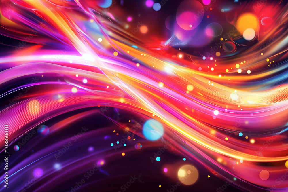 Fototapeta premium Cosmic Ribbons: Abstract Vibrant Energy Flow