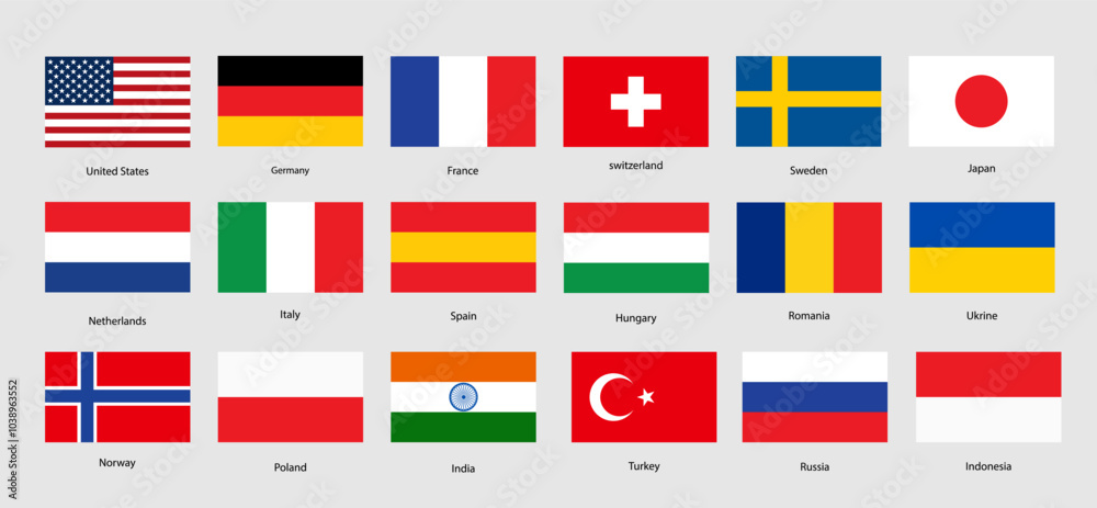 Flags of the world. Collection of flags. World flags. Vector icons Flags of the world. Collection of flags. World flags. Vector icons
