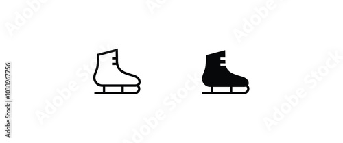 ski boot cross country boots, skis ice sport icon line and flat icons set, editable stroke isolated on white, linear vector outline illustration, symbol logo design style