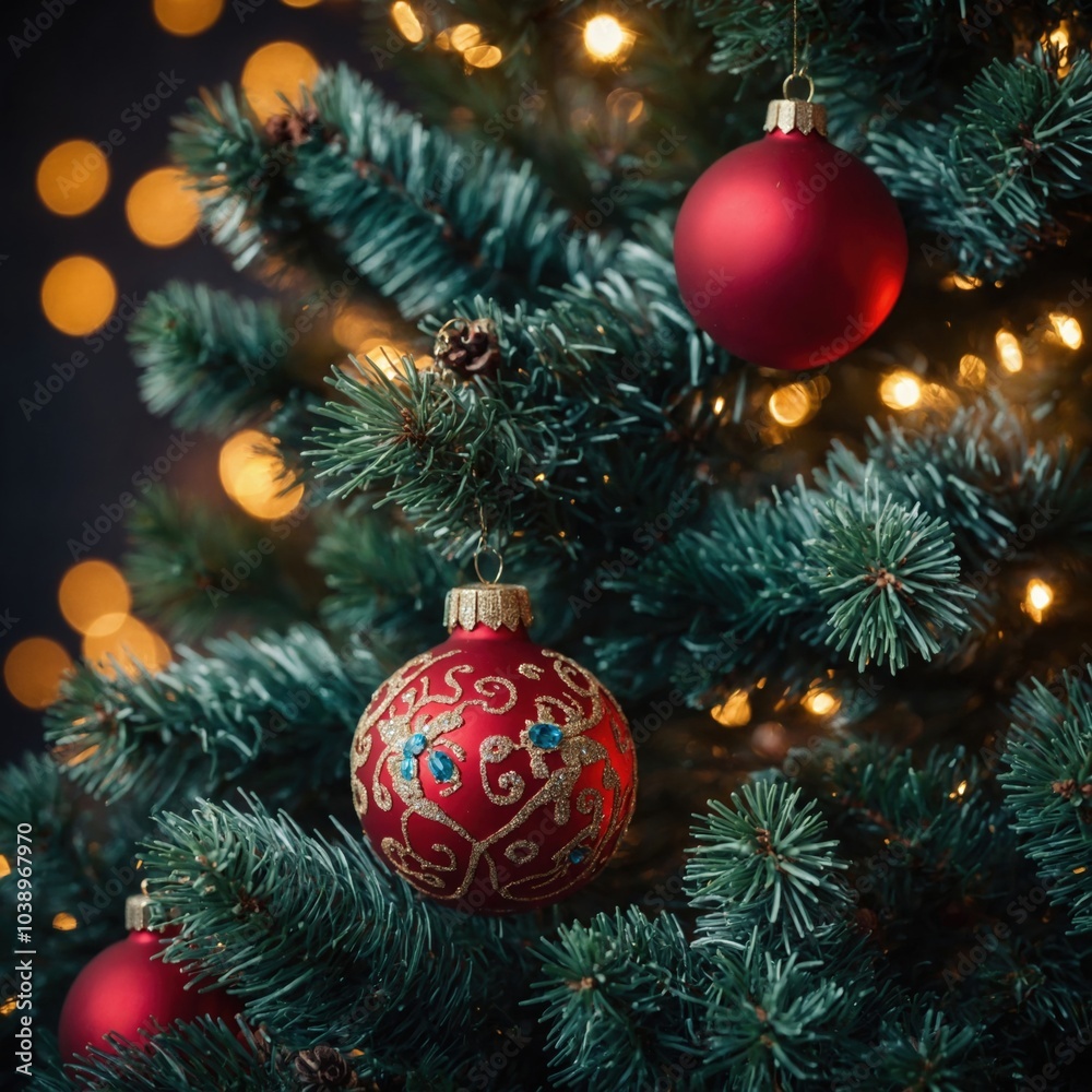 Fototapeta premium New year’s joy shines on the tree