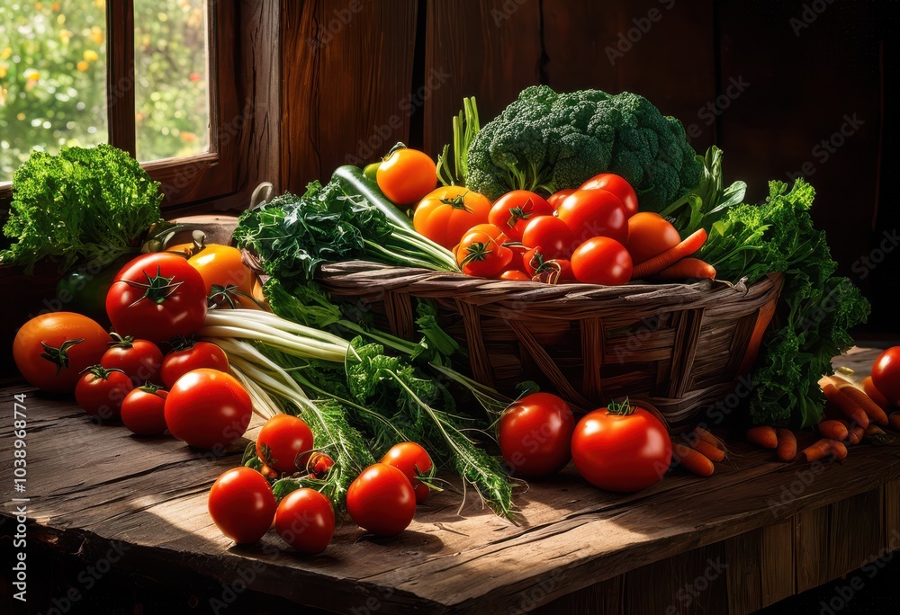 dynamic composition vibrant vegetables displayed creatively rustic tabletop, asparagus, beet, broccoli, carrot, cabbage, celery, chili, cucumber dynamic composition vibrant vegetables displayed creatively rustic tabletop, asparagus, beet, broccoli, carrot, cabbage, celery, chili, cucumber
