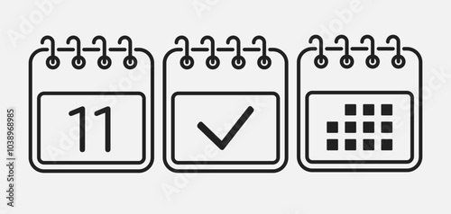 Vector icon page calendar - 11 day, agenda, done