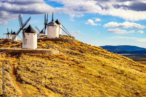 Windmills of the Spanish municipality of Consuegra, in the province of Toledo.