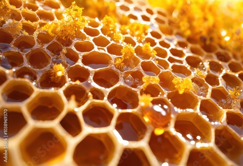 close vibrant honeycomb golden honey dripping down rich display sweetness texture, amber, honeydew, nature, nectar, hives, pollen, fields, honeybee, pot