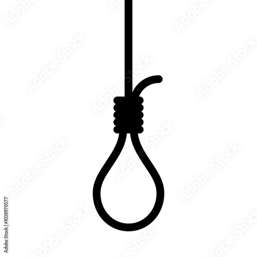 Rope hanging loop icon. Suicide rope noose